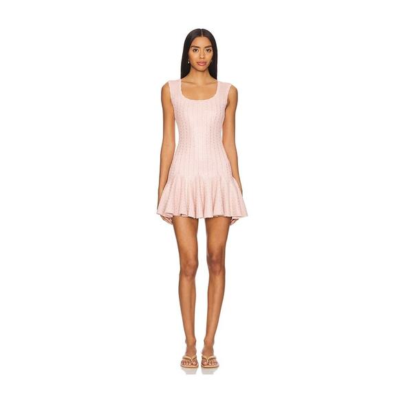 NEW NWT LoveShackFancy Maryanne Knit Mini Dress Pink Size XS - Picture 1 of 6